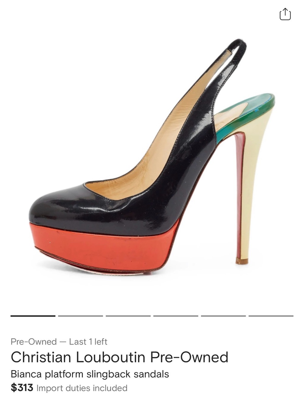 🔥Christian Louboutin 🔥Black Patent Multicolor Platform Slingback Pumps Pre-Loved